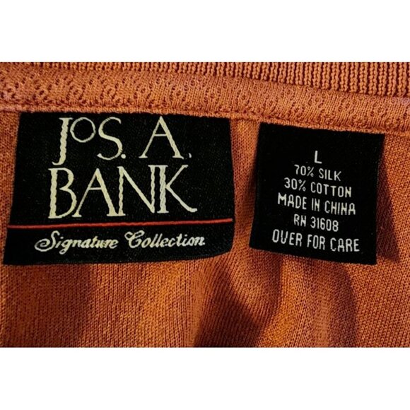 Jos A Bank Signature Men’s Large Silk Blend Dusty Rose Short Sleeve Polo Shirt - Picture 5 of 16